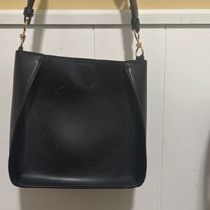 Stella McCartney Black Perforated Logo Shoulder Bag